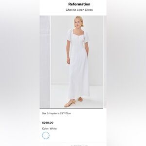 The Reformation Cherish Linen Dress - new with tags size 0